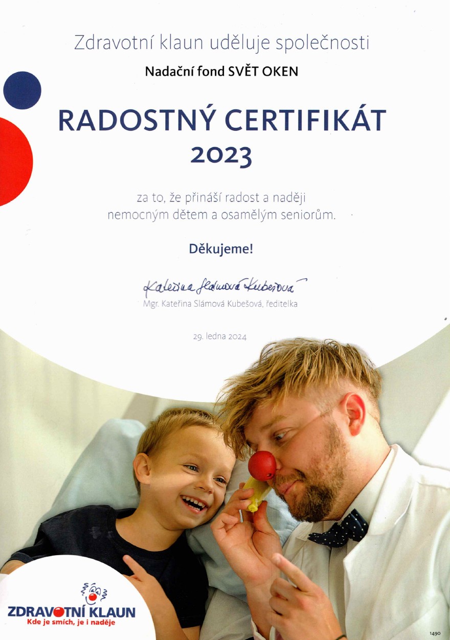 certifikát Zdravotní klaun
